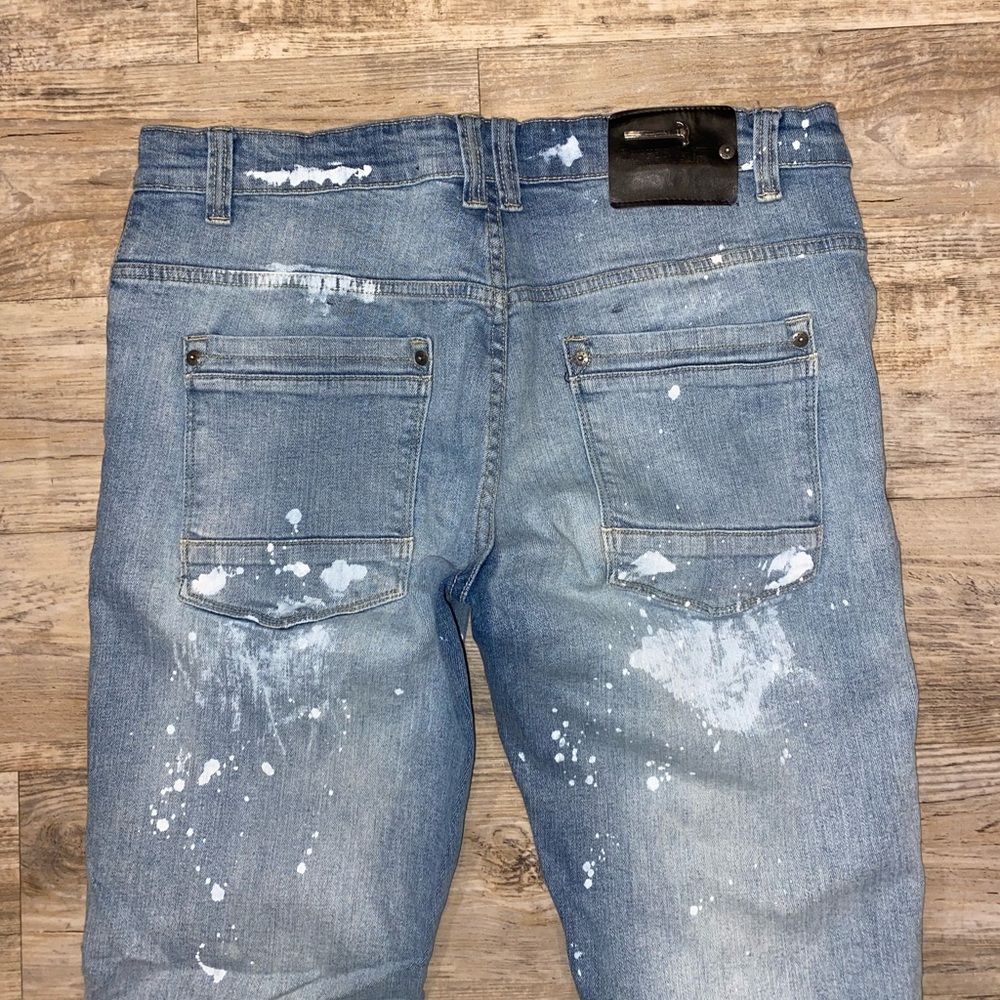 Copper Rivet Light Blue Jeans Print Ripped Jeans, Aci… Gem